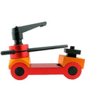 Heavy Duty Adjustable CNC Mill Work Stop Locator For Precision Workpiece Positioning showing red and orange adjustable stop with handles.