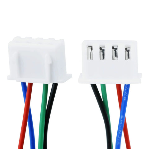 White 4-pin connector pair with red, blue, green and black wires