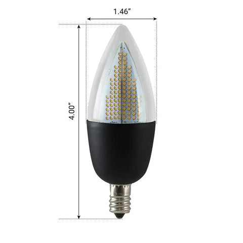 Flickering Flame Candelabra Bulb With Warm White 1800K, Blunt Tip Shape, E12 Base, Non Dim, 1W, 6W Equivalent, black housing