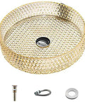 s Vessel Sink, Tempered s Wash Basin for Bathroom & Bar, Countertop Sink with Accessories, Yellow Bathroom Decor, round design