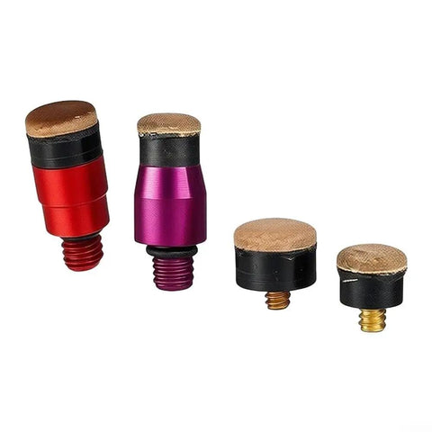 Top Notch 4 Piece Cowhide Tapping Heads Kit With M8 Threads For Hammers To Smooth Out Dents Without Bruising Paint While Staying Lightweight And Super Tough. four cowhide tapping heads with M8 threads, angled view