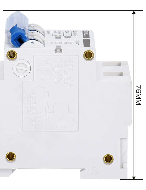 Side view of DC Circuit Breaker 125A Two Pole Solar Disconnect Switch For 12V To 240V Systems with DIN rail mount and dimensions.