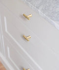 Brushed Gold Cabinet Knobs 10 Pack Hammered Brass Handles For Cabinets Drawers And Cupboards on kitchen drawers with marble countertop.