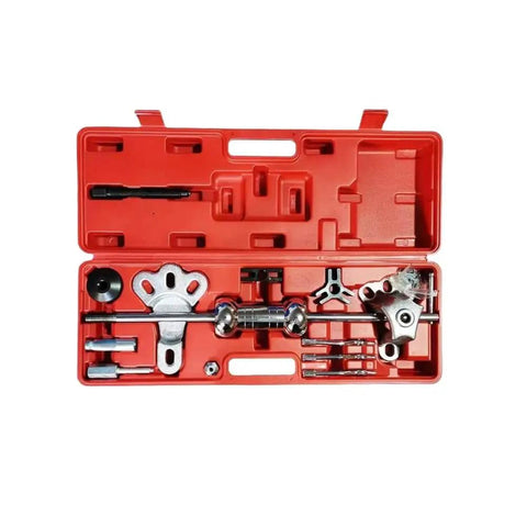 Universal Auto Bearing Hub Puller Slide Hammer Kit For Axle Seal Disassembly Tool Set For Garage Mechanics Fixing Rigs Or Beaters To Restore Wheel Hubs Cars Trucks Fast Using Badass Gear To Get The Job Done Without Calling Pros For High Prices, red case with metal puller parts