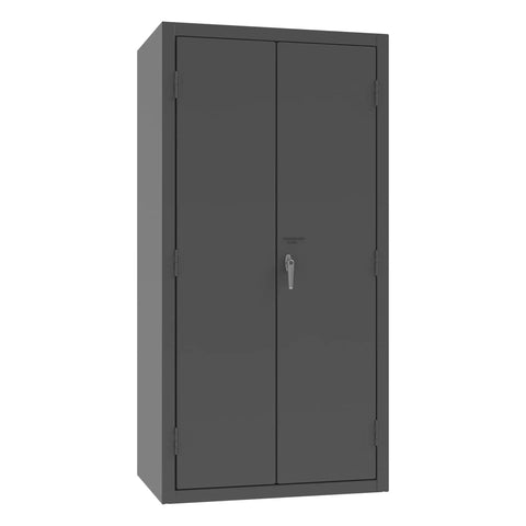 Built Like A Tank All Welded 14 Gauge Steel Security Cabinet With 60 Roomy Drawers And 96 Hook On Bins For Hardware Organization 1800 Lbs Industrial Garage Locker, gray double door design.
