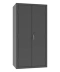 Heavy Duty 14 Gauge Welded Steel Small Parts Storage Cabinet With 112 Pigeon Holes And 96 Hook On Bins Lockable Security Unit closed