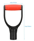 Two Pack Plastic D Shaped Spade Handle Replacement For Shovels Easy Install Ergonomic Garden Tool Handle Anti Slip Grip Durable Shovel Upgrade For Yard Work with dimensions.
