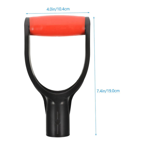 Two Pack Plastic D Shaped Spade Handle Replacement For Shovels Easy Install Ergonomic Garden Tool Handle Anti Slip Grip Durable Shovel Upgrade For Yard Work with dimensions.