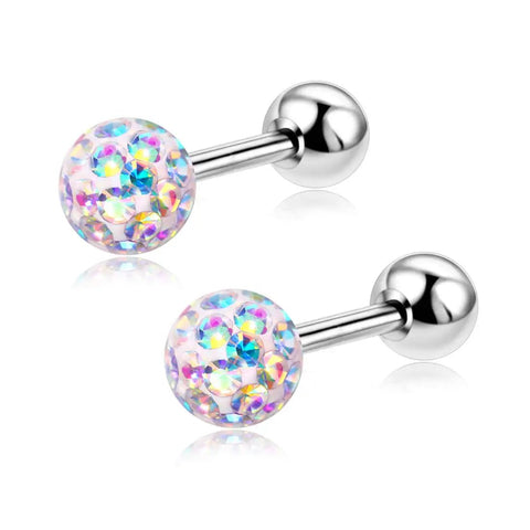 Girls 20G Stud Earrings Set Hypoallergenic Surgical Steel With Screw On Safety Backs For Sensitive Ears Lowkey Comfort All Day Wear Cartilage Tragus Earrings Jewelry Pack, crystal ball studs