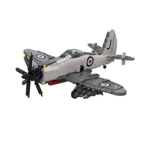 Military Attack Aircraft Building Blocks Set 1/35 Scale Realistic WWII Fighter Jet Model Kit rear angle view