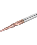Beefy Tapered Ball Nose End Mill For CNC Router Bits 2 Flute Tungsten Carbide With Antique Brass Plated Coating 0.5 Mm Radius