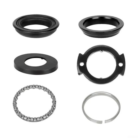 Front Fork Bearing Kit For Electric Scooter 4 Pro, Aluminum Alloy Steering Cup Set With Roller Bearings, Headset Bowl Replacement Parts For Smooth Riding And Wobble Free Steering. Kit parts on white background