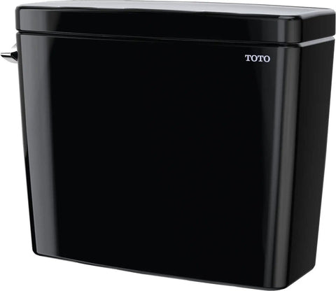 Drake 1.6 GPF Toilet Tank With Washlet Compatible Auto Flush, Sedona Beige, side view, sleek modern design, black finish