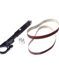 Killer Mini Angle Grinder Belt Sander Conversion Kit Sick Adapter For Model 100 with sanding belts and mounting arm set.