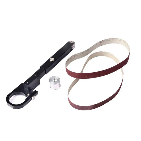 Killer Mini Angle Grinder Belt Sander Conversion Kit Sick Adapter For Model 100 with sanding belts and mounting arm set.