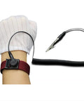 Person wearing ESD Safe Anti Static Wrist Strap With Grounding Wire Adjustable Coiled Cord for electronics assembly