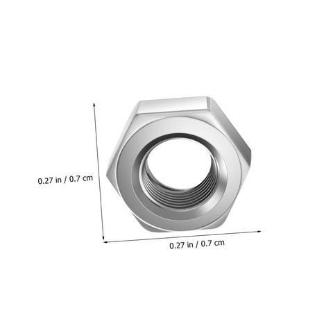 Close-up of a 0.27 in Heavy Duty Stainless Steel Hex Nut, polished for durability, essential for home repairs and industrial projects.