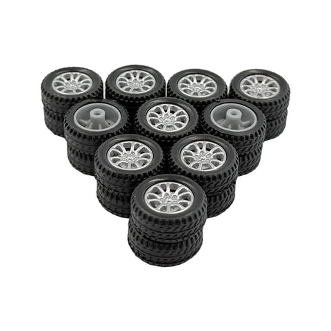 20 Pack Tiny RC Wheel Set With 10 Metal Axle Shafts For RC Cars Boats Drones Robots And DIY Models Rubber Wheels 20mm