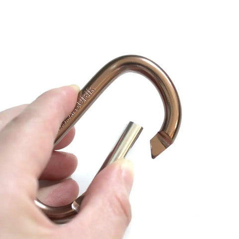 Close-up of copper trigger snap hook for Gel Padding Tool Belt Suspenders With Breathable Gel Shoulder Pad For Electricians, Construction Pros.