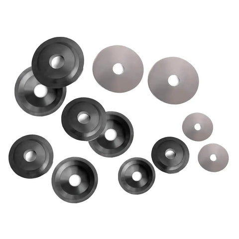 Dimple Die Set With Steel Backing Discs For Harbor Freight Hydraulic Punch Driver Kit Includes various size dies and discs