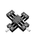 Precision Cross Slider Module 30 With Manual XY Axis Linear Guide, black aluminium, showcasing smooth sliding mechanism.
