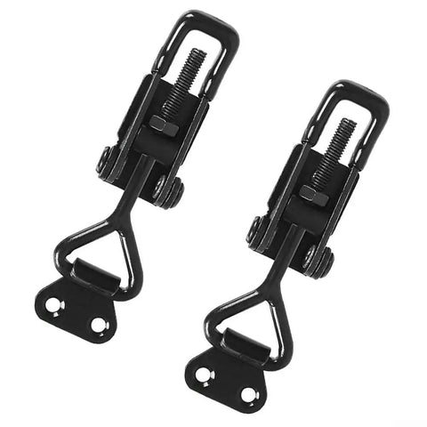 Beefy Toggle Clamp For Cabinets, Doors, Lockers, Boxes And Vehicles, Adjustable Mounting, 220 Lb Holding Power, Durable Steel Hasp Catch Clip, Easy Install, Versatile Latch Solution, 2 black galvanised iron clamps