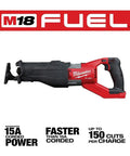 Image of M18 FUEL Super Sawzall Cordless Reciprocating Saw With Powerstate Brushless Motor And Redlink Plus Intelligence