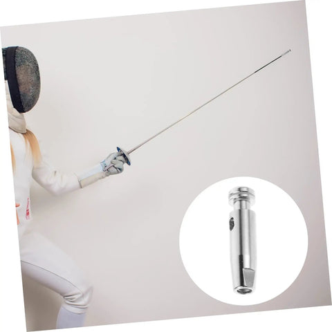 Durable Practice Fencing Tip Replacement For Realistic Drills shown with fencing sword and person in gear, close-up of tip.