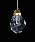 1 Light Diamond Crystal Pendant Light Dope Glow Mini Ceiling Hanging Fixture In Gold Brushed Brass Finish Prism Crystal Color Changing LED