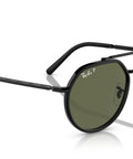 RB3765 Round Sunglasses With Black Frame And Green Polarized Lenses 53mm wide for UV protection and all day comfort