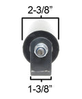 Heavy Duty 6 Inch Sliding Gate Guide Roller With Removable Axle Bolt Pair Black Rubber Wheel front view dimensions