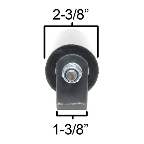Heavy Duty 6 Inch Sliding Gate Guide Roller With Removable Axle Bolt Pair Black Rubber Wheel front view dimensions