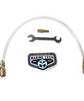 Bleed Tube For Seastar Hydraulic Steering System kit with clear hoses, wrench, fitting, and logo displayed on white background.