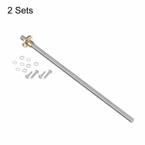 Beefy 250mm Stainless Steel TR8x8 Lead Screw With 8mm Lead And 2mm Pitch Plus T8 Brass Nut For 3D Printer Z Axis And CNC Machines