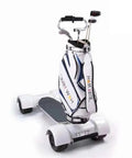 Electric Four Wheel Folding Golf Cart Skateboard Trolley Boasting Easy Peasy Portability And Smooth Twenty Kilometer Hour Cruising for Golf Bags.