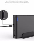 Heavy Duty Aluminum 3.5 Inch Type C Usb 3.1 To Sata 3 External Hard Drive Enclosure showing Type-C connection and vertical design.