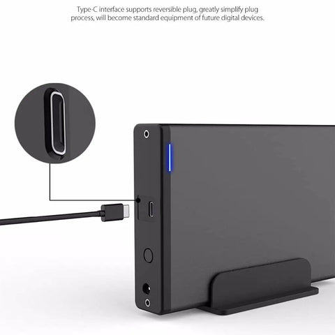 Heavy Duty Aluminum 3.5 Inch Type C Usb 3.1 To Sata 3 External Hard Drive Enclosure showing Type-C connection and vertical design.