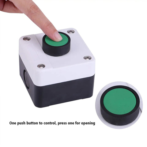 One Button Control Box For Electric Gate Opener, Large Push To Make Switch, 110 Volt Power, Heavy Duty ABS Housing