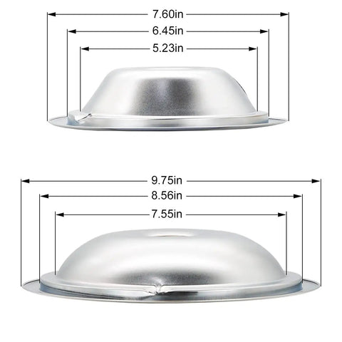 Chrome Drip Pan Set And Surface Elements For GE Hotpoint Range Stoves Replacement Kit, 6 and 8 inch dimensions view