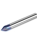 SpeTool TAC-coated V-groove router bit, 60°, 4-flute carbide chamfer end mill with 1/4 in shank (side view)