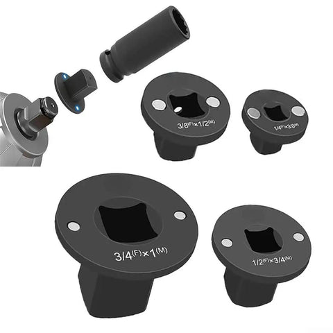 Heavy Duty Low Profile Driver Socket Adapter Set For Tight Spaces And High Torque Wrench Conversions Made From Heat Treated Steel With Compact Stackable Design Perfect For Automotive Repair Jobs And Mechanical Work Under The Hood, 3/4 to 1 in adapter