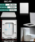 Square White Toilet Seat With Smooth Soft Close And Quick Release Hinges Top Mount Adjustable Fixings No Sweat Cleanup Premium Plastic Lid dimensions 35x45cm easy install.