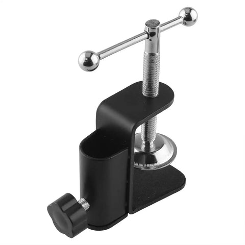 Metal Desktop Fixed Cantilever Bracket C Type Clamp For Table Lamps And Swing Arm Desk Lamps Go To Universal Adjustable Bracket Mount For Microphone Stands Lighting And Aromatherapy Devices Base, black metal C-clamp with silver adjustment screw, soft rubber pad.