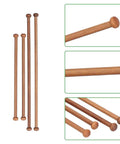 Set Of Four Top Shelf Wooden Dowel Closet Hangers With Burr Free Smooth Sandalwood Finish 12 Inch And 9 Inch Rods for wardrobe storage