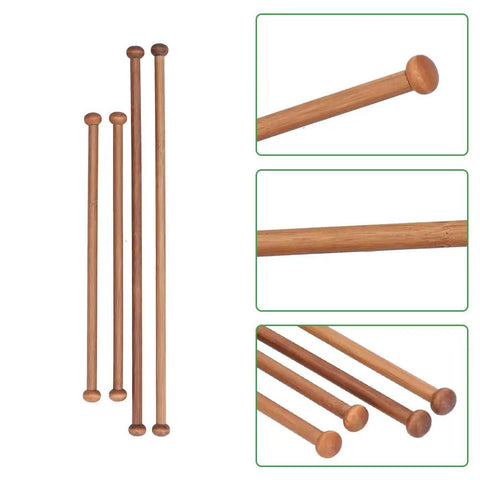 Set Of Four Top Shelf Wooden Dowel Closet Hangers With Burr Free Smooth Sandalwood Finish 12 Inch And 9 Inch Rods for wardrobe storage