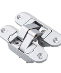 Invisible Three Dimensional Door Hinge For Wooden Folding Doors Sleek No Visible Hardware Hidden Cross Shaped Design 180 Degree Swing For Inside Or Outside Opening Right Or Left Hand Open, close-up view.