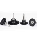 Easy Twist On Quick Change Disc Pad Holder Kit, 4 pack, shown with aluminum core and nickel-plated removable shank for die grinders.