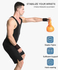 Man using weightlifting wrist wraps 2 pack for stability and support, built to last lifting straps for wrist security in gym.