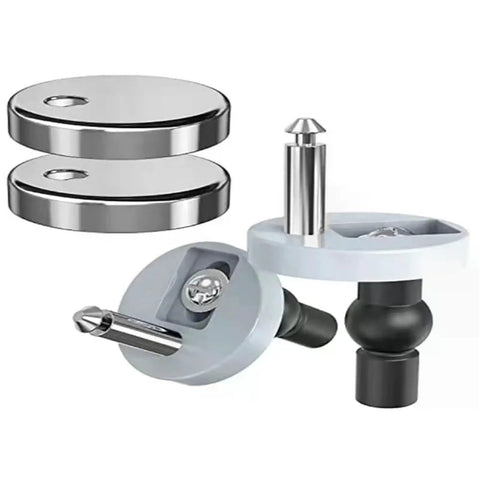 Two Pack Top Fix Toilet Seat Hinges Replacement Mountings With Quick Release Screws for DIY bathroom upgrade, silver finish