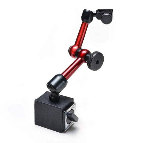 AGPtek 3-Joint Red Adjustable Magnetic Base Holder for Digital Dial Indicator with black square magnet base